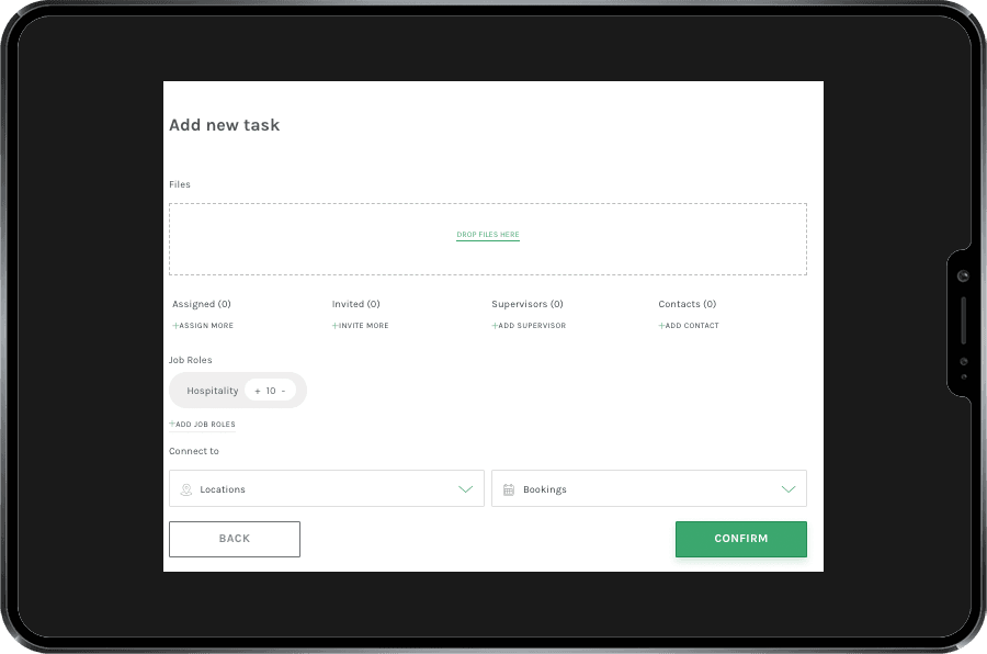 Assign the task to individuals or groups of users, invite users to claim them, or define what competences are needed.