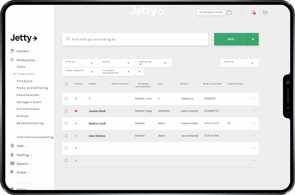 Keep track of the recruitment of staff or volunteers.